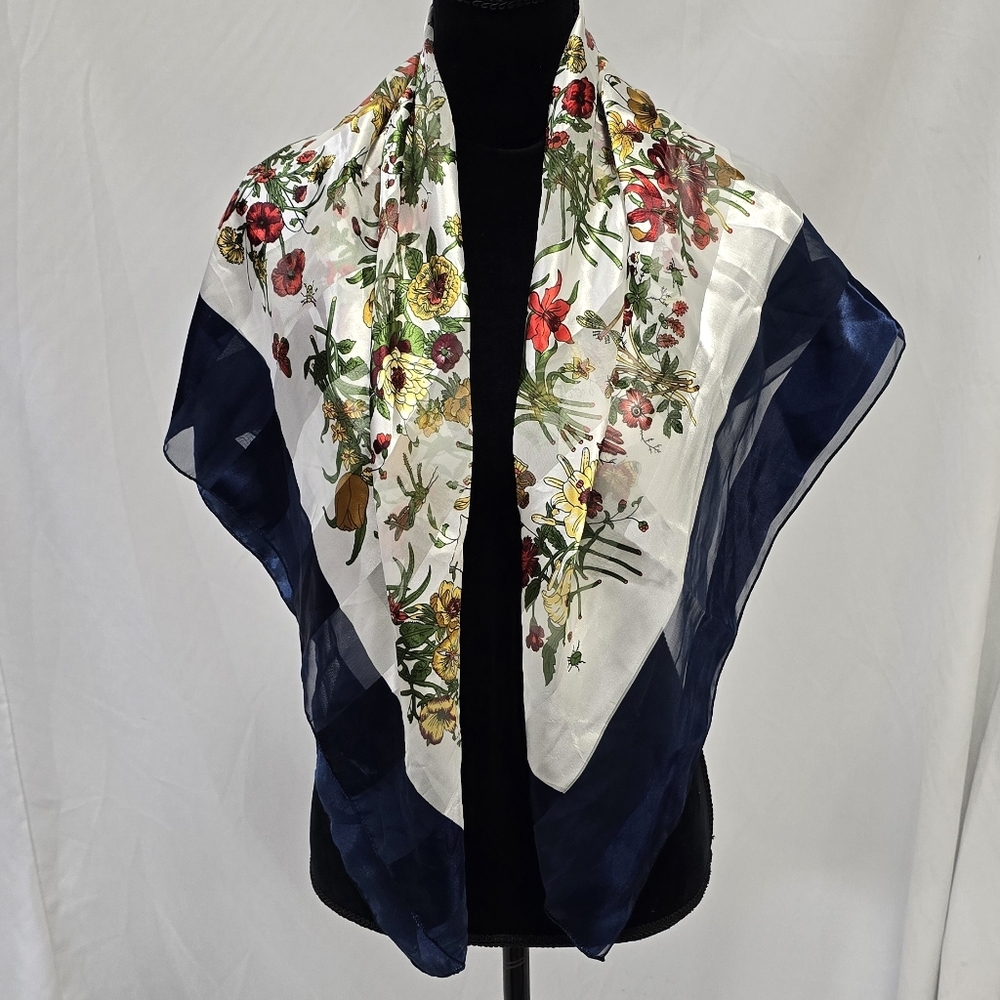 Vtg women scarf mid century‎ cottagecore preppy romantic bloomcore earthy career
